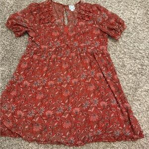 Blue Rain Red Floral Midi Dress